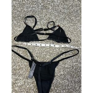 Savage x Fenty Black Red Rosettes Naughty Bits Lingerie Set 2 Piece New Medium